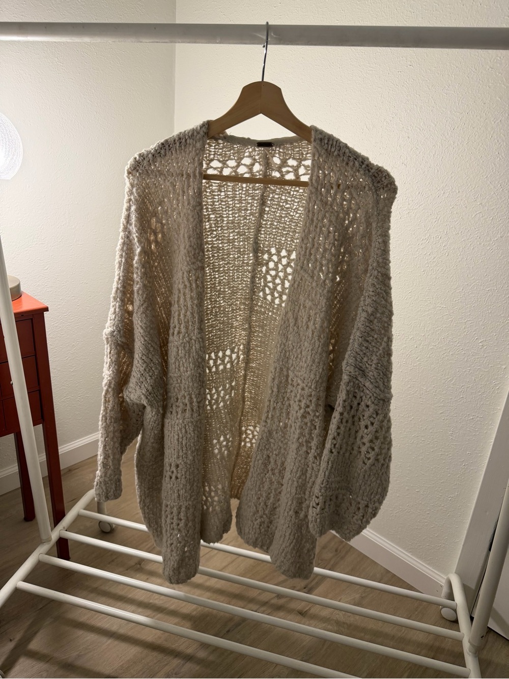 Free People Chunky Open-Knit Cream Cardigan